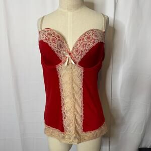 Native Intimates Red Lace Bustier Camisole Bra Top Lingerie 42C